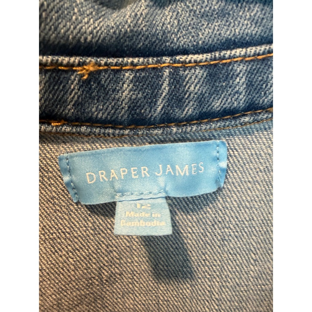 Draper James Blue Denim Button Front Short Sleeve Mini Shirt Dress Size 12 - Picture 6 of 9
